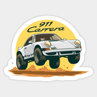 car 911 carrera offroad rally dakar white black Sticker